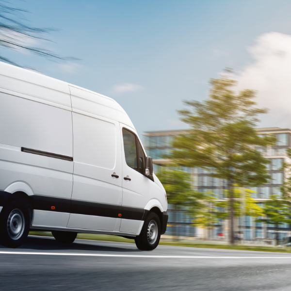 Delivery Van On City Street 2 600X600